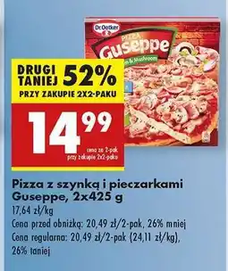 Biedronka PIZZA Z SZYNKĄ I PIECZARKAMI GUSEPPE 2X425 G oferta