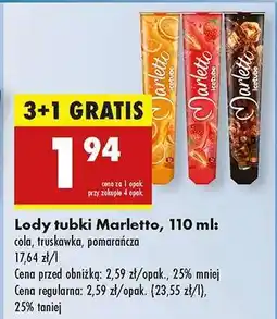 Biedronka Lody tubki Marletto, 110 ml oferta