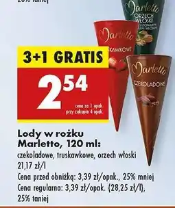Biedronka Lody w rożku Marletto, 120 ml oferta