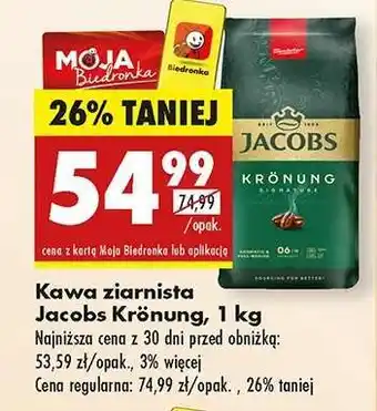 Biedronka Kawa ziarnista Jacobs Kronung, 1 kg oferta