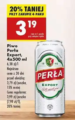 Biedronka Piwo Perła Export, 4x500 ml oferta