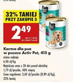Biedronka Karma dla psa w puszce Activ Pet 415 g oferta