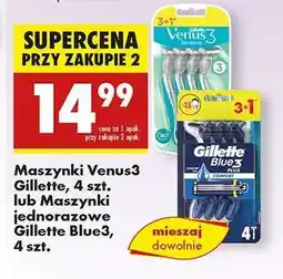 Biedronka Maszynki Venus3 Gillette, 4 szt. lub Maszynki jednorazowe Gillette Blue3, 4 szt oferta