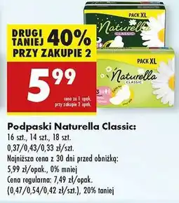 Biedronka Podpaski Naturella Classic oferta