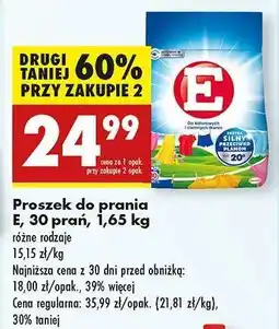 Biedronka Proszek do prania E, 30 prań, 1,65 kg oferta