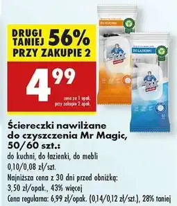 Biedronka Ściereczki nawilżane do czyszczenia Mr Magic , 50/60 szt oferta