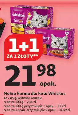 Auchan Karma dla kota kremowe wariacje kurczak i warzywa + jagnięcina indyk Whiskas Tasty Mix oferta