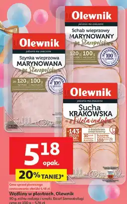 Auchan Kiełbasa krakowska sucha staropolska Olewnik oferta