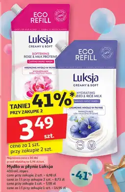 Auchan Mydło w płynie linen & rice milk zapas Luksja Creamy Soft oferta