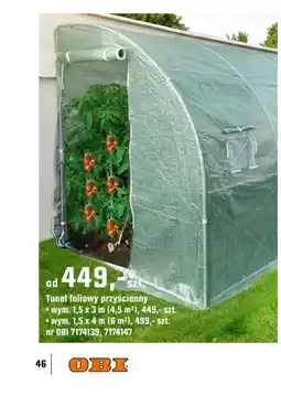 OBI Tunel foliowy przyścienny oferta
