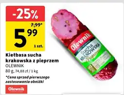 Intermarche Kiełbasa sucha krakowska z pieprzem OLEWNIK oferta