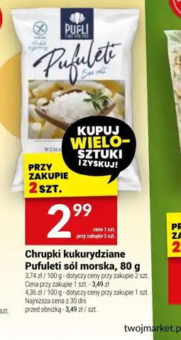 Twój Market Chrupki kukurydziane Pufuleti sól morska oferta