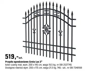 OBI Przęsło ogrodzeniowe Greta Lux 3 oferta