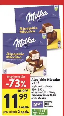 Intermarche Czekoladki śmietankowe happy cows Milka Alpejskie Mleczko oferta