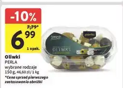 Intermarche Antipasti zielone i czarne oliwki z kostkami sera Perla oferta