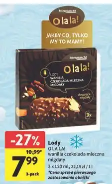 Intermarche Lody wanilia czekolada mleczna z migdałami Intermarche O La La! oferta