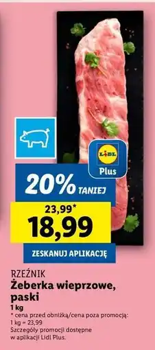Lidl Żeberka wieprzowe paski Rzeźnik Codzienna Dostawa oferta