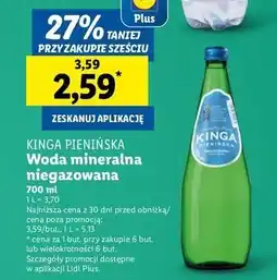 Lidl Woda niegazowana Kinga Pienińska Linia Zielona oferta