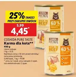 Lidl Karma dla kota wołowina i kurczak Coshida Pure Taste oferta