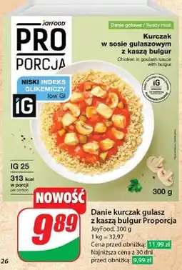 Dino Kurczak w sosie gulaszowym z kaszą bulgur Joyfood Proporcja oferta