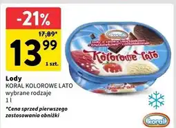 Intermarche Lody śmietankowo-truskawkowo-czekoladowe Koral Kolorowe Lato oferta