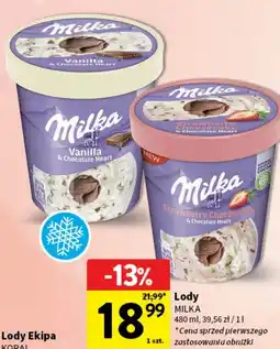 Intermarche Lody sstrawberry cheesecake & chocolate heart Milka Ice Cream oferta