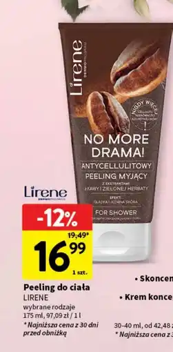 Intermarche Antycelulitowy peeling cukrowy z ekstraktem kawy i zielonej herbaty Lirene No More Drama! oferta