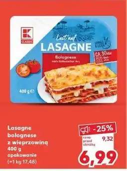 Kaufland Lasagne bolognese z wieprzowiny K-classic oferta