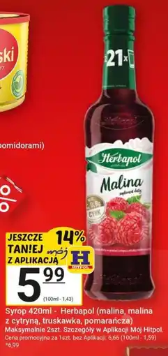 Hitpol Syrop Herbapol (malina, malina z cytryną, truskawka, pomarańcza) oferta