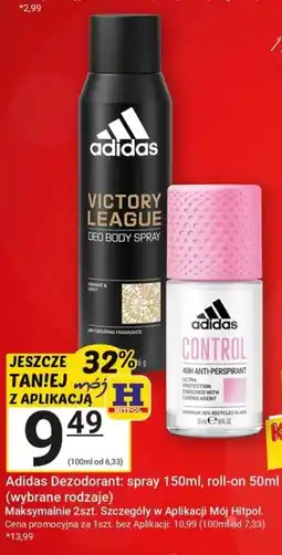 Hitpol Adidas Dezodorant: spray, roll-on (wybrane rodzaje) oferta