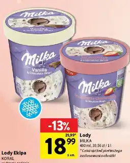 Intermarche Lody Milka Strawberry Cheesecake 480ml oferta