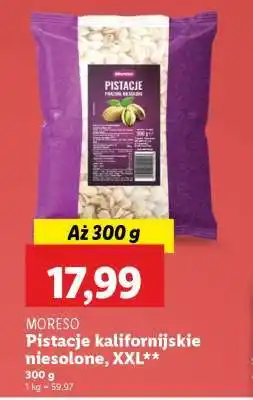 Lidl MORENO Pistacje kalifornijskie niesolone, XXL oferta