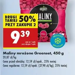 Biedronka Mrożone maliny Greenset oferta