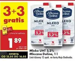 Biedronka Mleko prawdziwe 3.2% Mleczna Dolina oferta