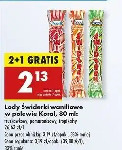 Biedronka Lody waniliowe w polewie sorbetowej pomarańczowej Koral Świderek oferta