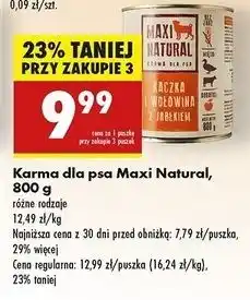 Biedronka Karma dla psa kaczka i wołowina z jabłkiem Maxi Natural oferta