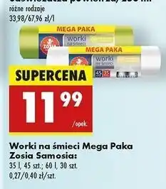 Biedronka Worki na śmieci 60 l z taśmą ściągającą Zosia Samosia oferta