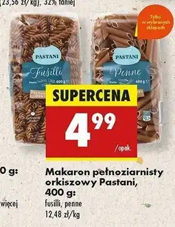 Biedronka Makaron fusilli pełnoziarnisty orkiszowy Pastani oferta