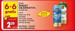 Biedronka PIWO ŽATECKÝ LUB ŽATECKÝ 0% 6x500 ML oferta