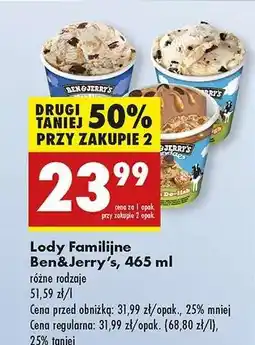 Biedronka Lody Familijne Ben&Jerry’s, 465 ml oferta