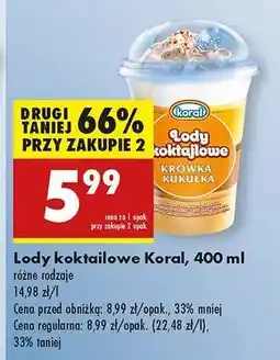 Biedronka Lody koktajlowe Koral, 400 ml oferta