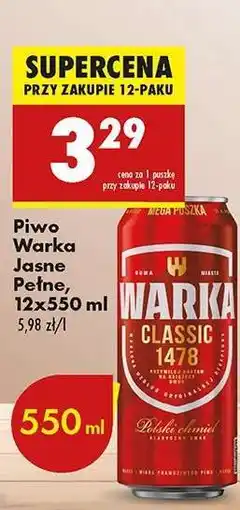 Biedronka Piwo Warka Jasne Pełne 12x550 ml oferta