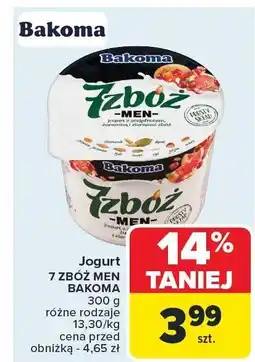 Carrefour Market Jogurt 7 ZBÓŻ MEN BAKOMA różne rodzaje 300 g oferta
