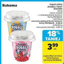 Carrefour Jogurt pitny BUBBLE TWIST BAKOMA 210 g oferta