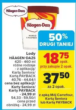 Carrefour Lody HÄAGEN-DAZS mango & raspberry 420-460 ml oferta