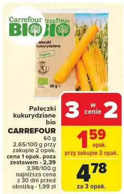 Carrefour Market Pałeczki kukurydziane bio CARREFOUR 60 g oferta