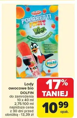 Carrefour Market Lody owocowe bio DOLFIN 10x40ml oferta