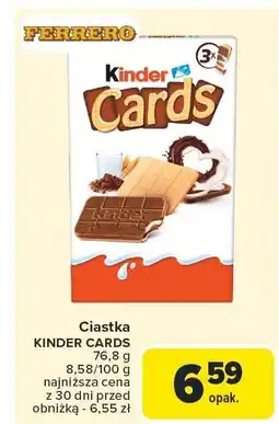 Carrefour Ciastka KINDER CARDS 76.8g oferta