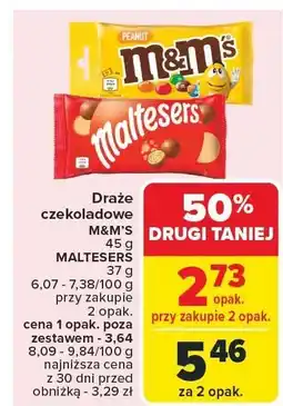 Carrefour Draże czekoladowe MALTESERS 45 g Mars oferta