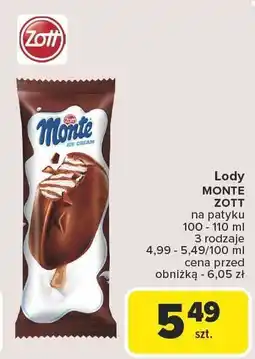 Carrefour Lody MONTE ZOTT na patyku 100-110 ml oferta